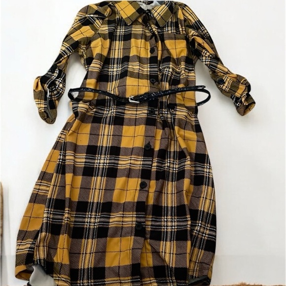 Girls flannel belted dress - Picture 1 of 4